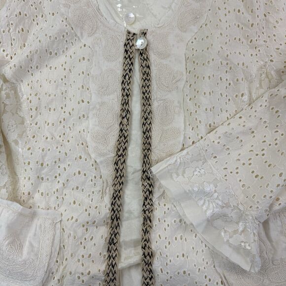 NEW Pyramid Collection Boho Lace eyelet Cardigan Jacket Women 3X Cream NWOT - Picture 5 of 13